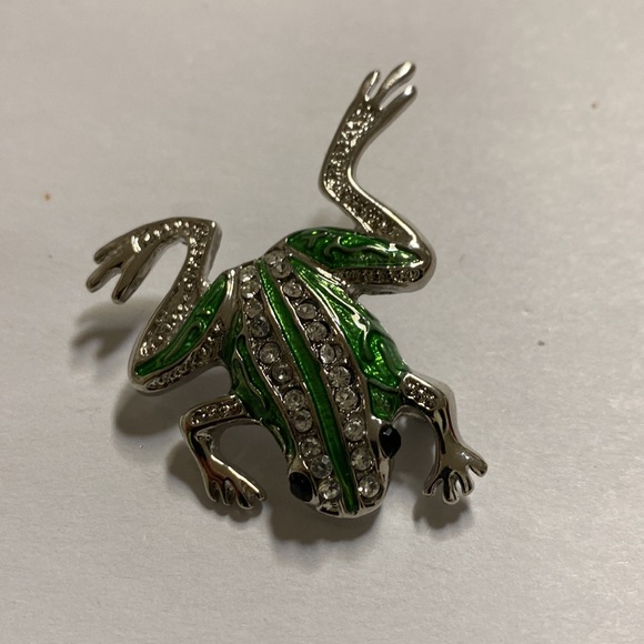 Rhinestone Frog Brooch - Picture 5 of 6